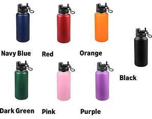 Custom engraved water bottles in multiple colors